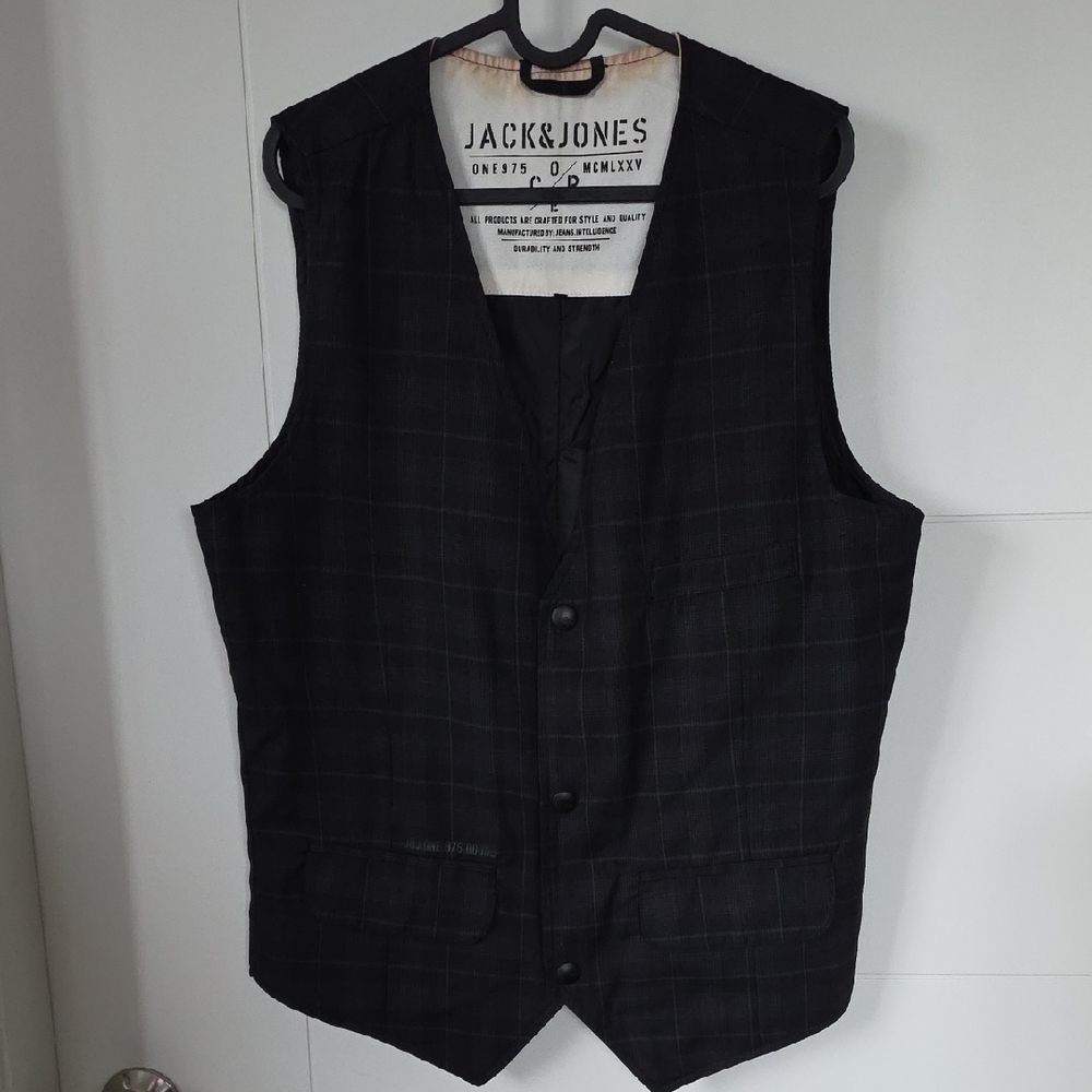 Jack & Jones Dark Checkered Vest Size L